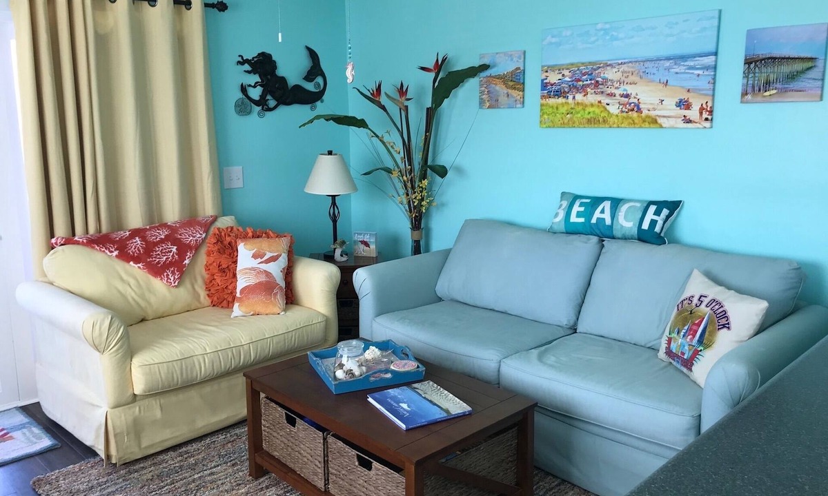 North Carolina Coast Condo | Bright end unit, Ocean Views, 1st floor, Pool, Double Decks, Keyless Entry