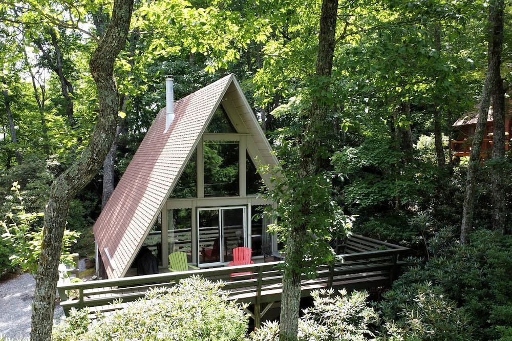 Burnsville Cabin | Deluxe A-Frame Chalet in Front of Waterfall in Blue Ridge Mountains, North Carolina