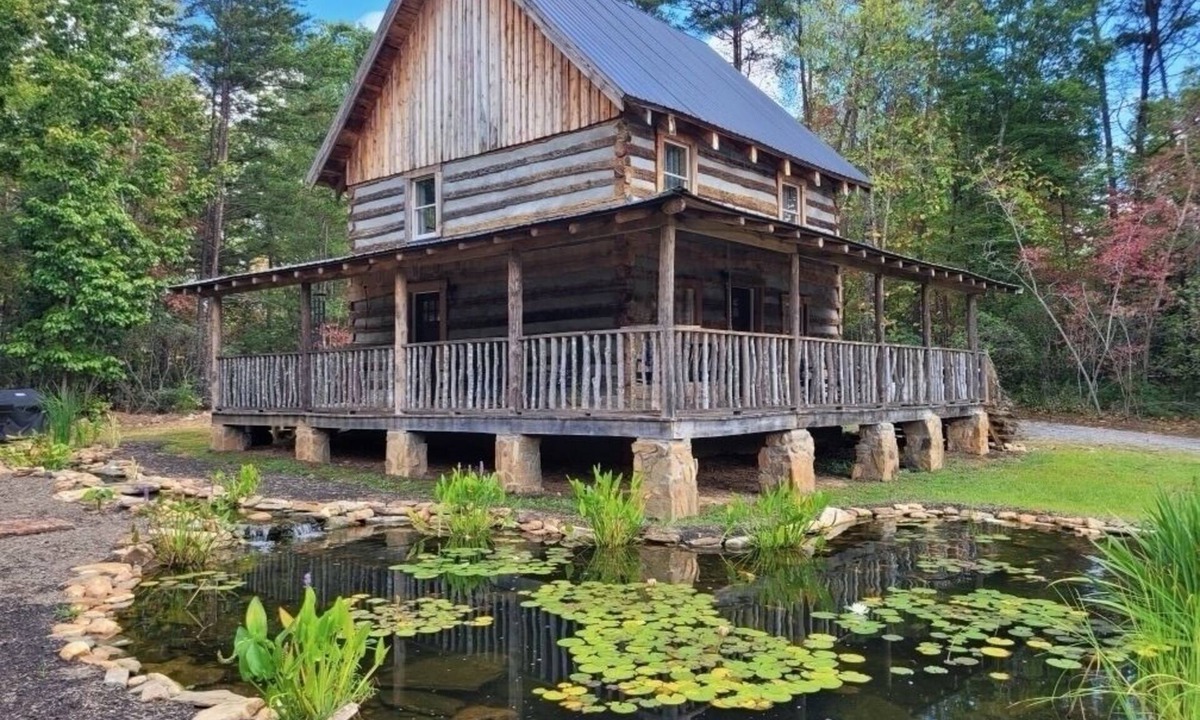 Mount Airy Cabin | Log Cabin with Koi Pond in Mayberry on the “Surry County Wine Trail”