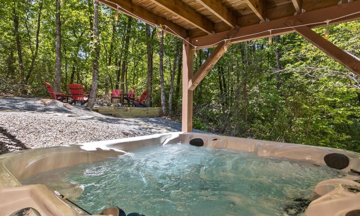 Lake Lure Cabin | Luxury and Comfort in Lake Lure-Hot Tub-Fire pit by Sunscape Property Management