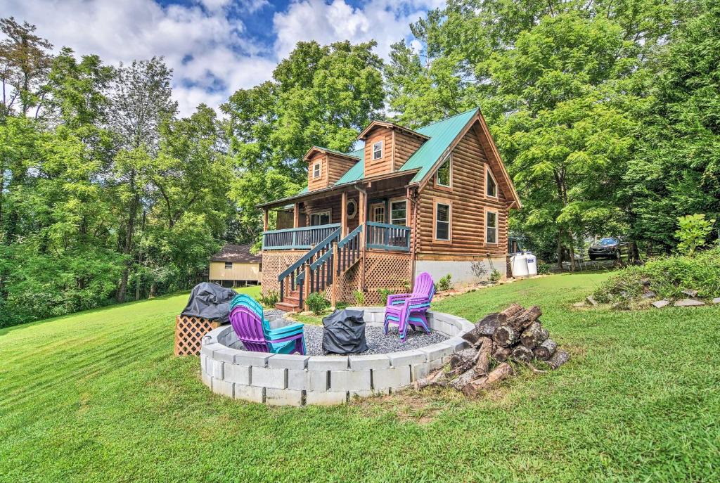 Maggie Valley House | Maggie Valley Family Cabin with Porch and Fire Pit!