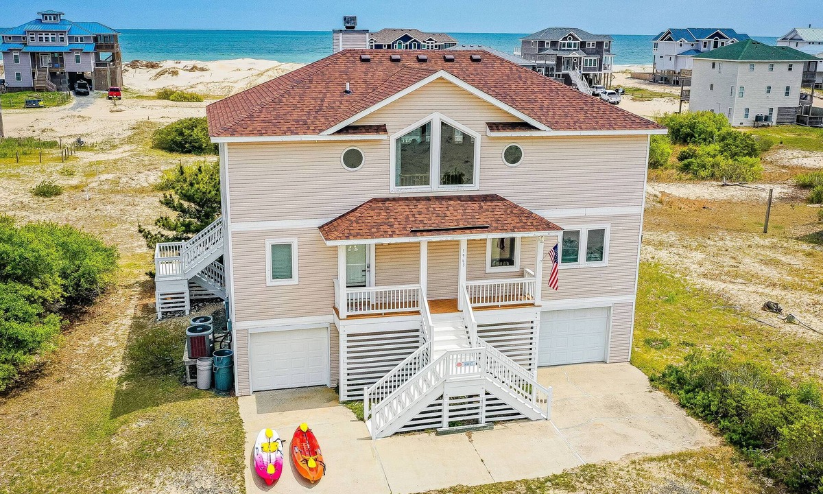 Carova Beach House | Ocean Aire - 4x4 Carova Beach, Ocean View, Hot Tub, Large Decks, Pets OK, Kayaks