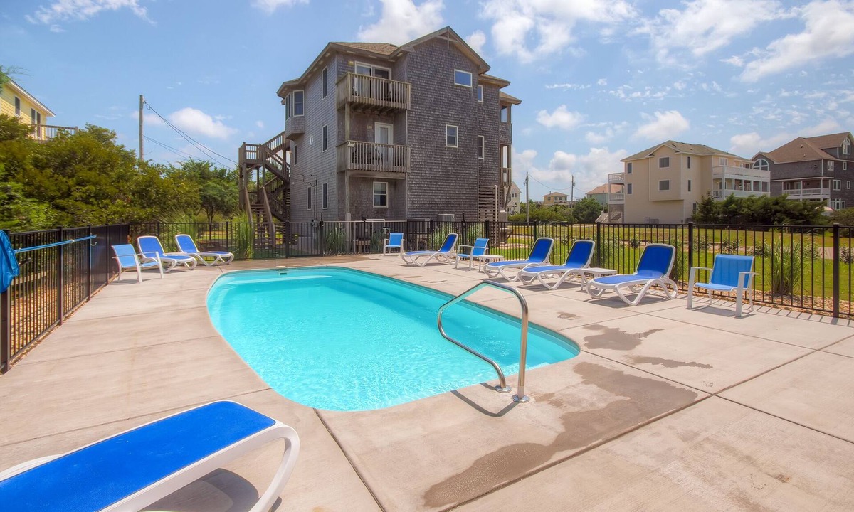 Wimble Shores House | Semi-Oceanfront Home in Salvo w/Private Pool, Hot Tub, Game Room, and Tiki Bar
