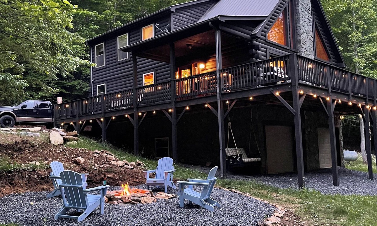 Todd Cabin | Serene Creek Cabin w/Fire Pit, Air Hockey, Pool, Yard, Pet Friendly near Todd!