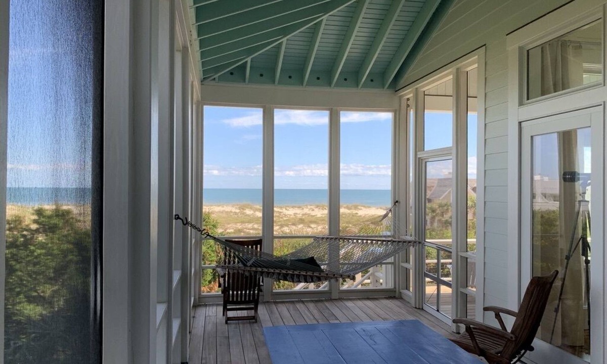 East Beach House | Visit Bald Head Island in March. Peaceful porches with stunning ocean view!