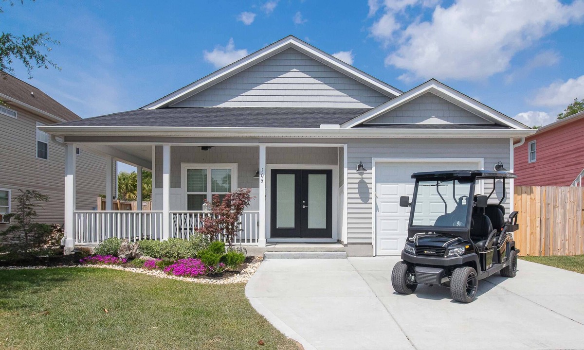 Long Beach House | Wonderful New Dog Friendly Home with Hot Tub, Golf Cart and Screened In Porch, Easy Access to Beach
