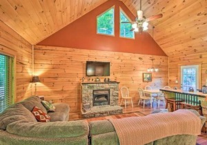 Rustic Andrews Cabin Rental with Deck and Fire Pit!