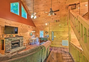 Rustic Andrews Cabin Rental with Deck and Fire Pit!