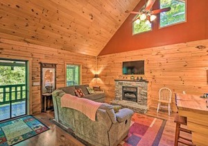 Rustic Andrews Cabin Rental with Deck and Fire Pit!
