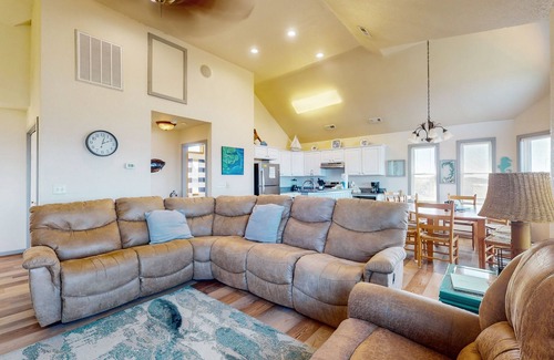 Buxton House | Dog-friendly, sound-front home with 2 sundecks, fireplace, & private hot tub