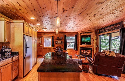 Bryson City Cabin | Honeymoon Cabin/Mtn & Lake Views/Hot Tub/FP/Wi-Fi