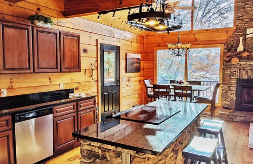 Topton Cabin | Luxury Lake House w/Private Dock, Pontoon Boat, Hot Tub, Pool Table, Theatre Rm