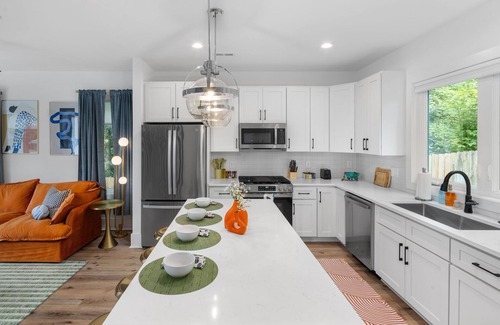 Downtown House | Modern, Cozy Home near Downtown & NC State w/Patio, King Bed, Mini Golf