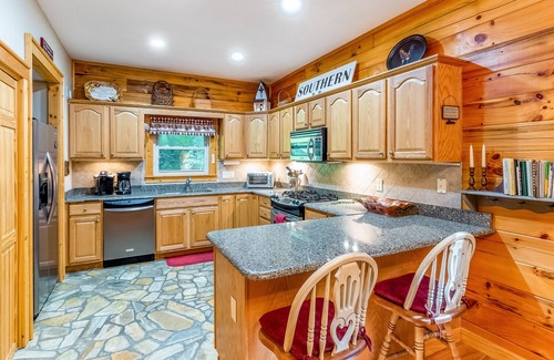 Maggie Valley House | Multi-Level Riverfront Home w/Deck, Patio, Free WiFi, Gas Fireplace, Game Room
