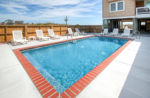Rodanthe House | Oceanfront Home on the Beach w/Private Pool, Hot Tub, and Poolside Lounge