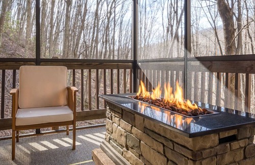 Asheville House | Treetop Towers, Hot Tub, Game Room, and Creek Views!