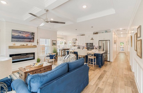 Long Beach House | Wonderful New Dog Friendly Home with Hot Tub, Golf Cart and Screened In Porch, Easy Access to Beach