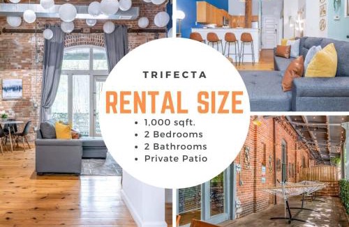 Downtown Apartment | 100 Year-Old Historic Brick 2BR Loft & Large Patio & Hammocks & High Ceiling
