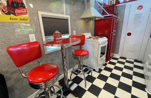 Clyde Resort | 1950's themed couples caboose on a bison ranch. Pet-Friendly!