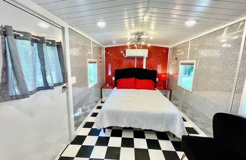 Clyde Resort | 1950's themed couples caboose on a bison ranch. Pet-Friendly!