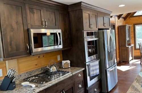 Granite Falls Cabin | 3-bedroom log cabin just steps from Lake Rhodhiss with private boat dock.