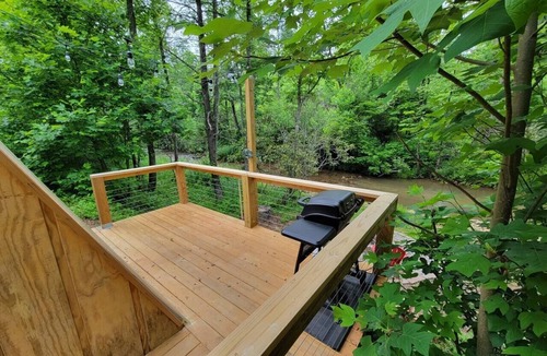 Purlear RV Rental | A-Frame in nature, Swinging wall, WIFI, Hot Shower
