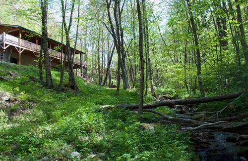 Cataloochee Ranch House | BOOK NOW for your mountain vacation. Creeks, Waterfall, HotTub, Fire Pits.