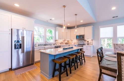 Kure Beach House | Brand NEW! | Luxury Townhome | 2 Master Suites | Elevator | Pool and ocean view