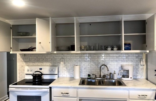 Hickory Apartment | Bright open studio apartment with king bed and queen sofabed. Walk to local shops and restaurants.