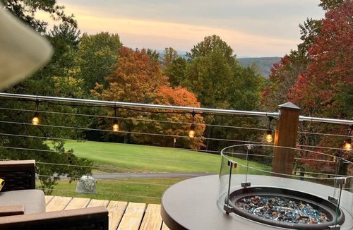 Traphill Cabin | Cabin with Hot Tub on Golf Course Close to Stone Mountain State Park