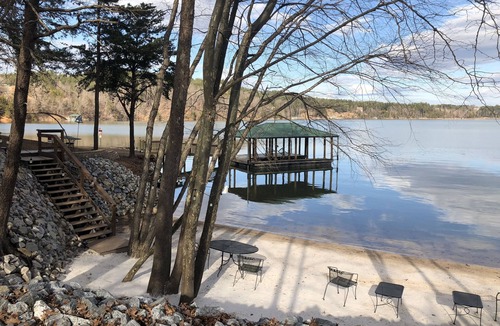 Bear Cliff Cabin | Cozy Cabin on Lake James with Private Beach and Boat Dock