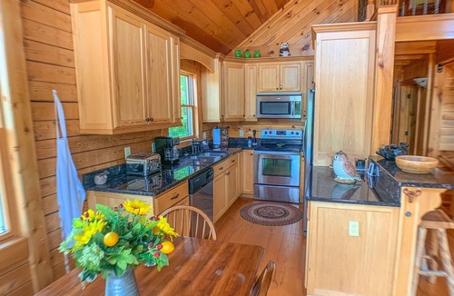 West Jefferson Cabin | Cozy Cabin with Wi-Fi & Views @ Over the River