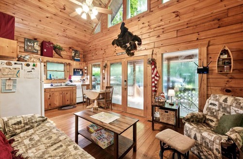 Andrews Boat Rental | Cozy Log Cabin Hideaway on Collett Creek with Loft and Porch in Andrews NC