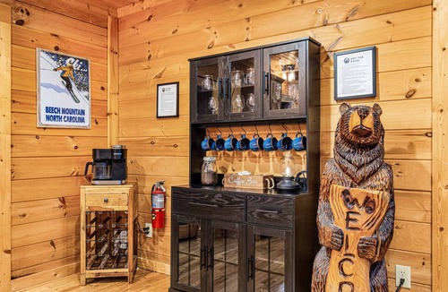 Beech Mountain Cabin | Creekside Log Cabin with Hot Tub & Arcade Games