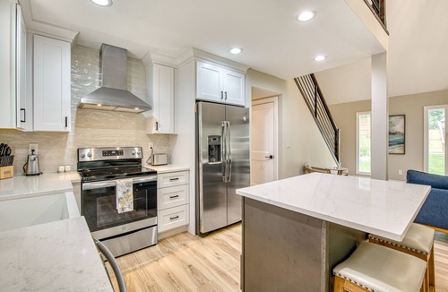 Fletcher House | Dog-friendly home with deck, gas fireplace, central AC, & washer/dryer