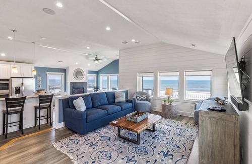 Duck House | Duck oceanfront home with theater room and elevator, steps from the beach!