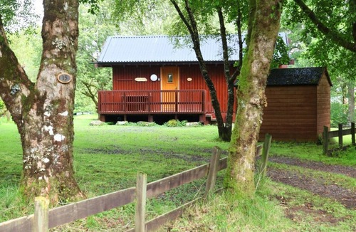 Dallavich Cabin | Elevated Loch View Cabin with WiFi, Electric Hot Tub and Mountain Views