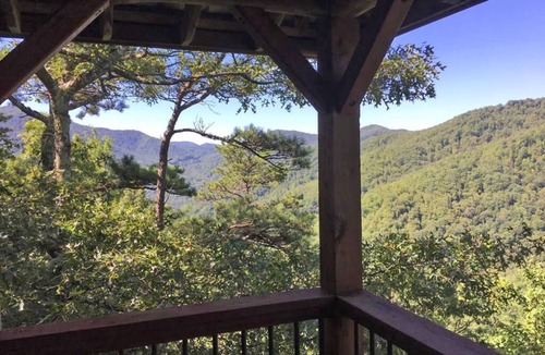 Sheepback Mountain Estates Cabin | Enjoy a slice of heaven from Treetop Cabin; majestic views, private, cozy, hot tub, AC.