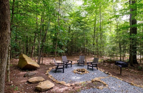 Balsam Grove Cabin | Family Bunk Glamping Cabin - Bed & Bear