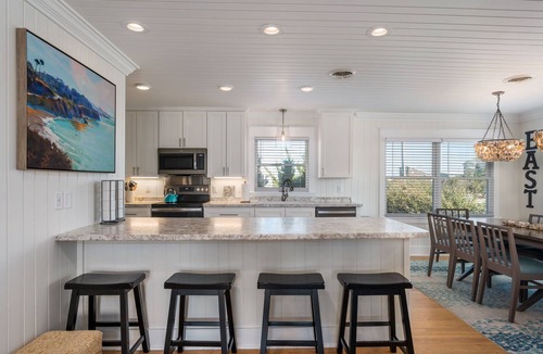 Southern Shores House | Here & Now: Semi-Oceanfront, private pool, hot tub, steps to the beach, two living areas.