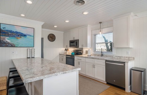 Southern Shores House | Here & Now: Semi-Oceanfront, private pool, hot tub, steps to the beach, two living areas.
