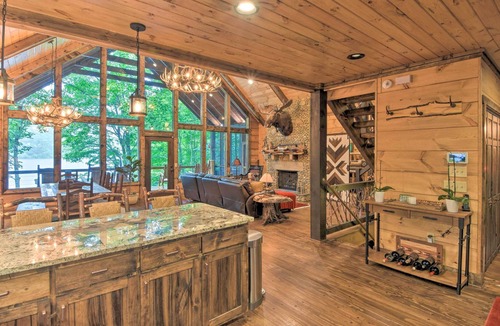 Topton Cabin | Lakefront Lodge w/Decks, Hot Tub, Game Room & More