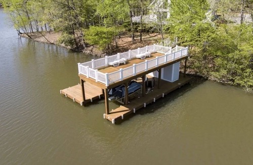 Macon House | Lakefront Retreat with Hot Tub, 2 Docks, Panoramic Views, Firepit, SUP & Kayaks