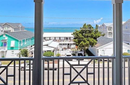 Kure Beach House | Large Townhome w/Ocean View, Near Beach, Food + Pier, 2 Decks, Elevator, Dogs OK
