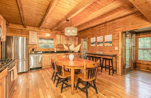 Bryson City Apartment | Log Cabin, Hot Tub, Fire Pit, Roaring Creek