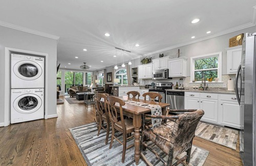 Lake Toxaway Condo | Lux 3Br Mtn Home with Incredible View of Falls and designer furnishings