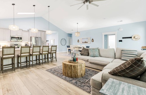 Tranquil Harbour House | Luxurious 4-Bedroom Dog-Friendly Retreat in Oak Island w/6 Seater Golf Cart & 7 Person hot tub