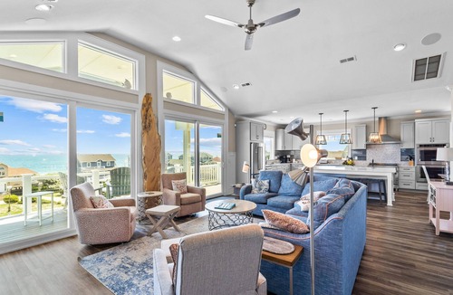 Carolina Dunes House | Luxurious home steps from beach with pool, hot tub, game room & fireplace