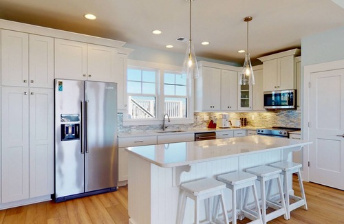 Kure Beach House | Luxury Kure Beach Getaway | Steps to Beach, Ocean Views, Elevator, Grill + Games