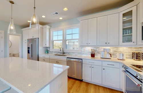 Kure Beach House | Luxury Kure Beach Getaway | Steps to Beach, Ocean Views, Elevator, Grill + Games